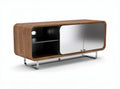 Wooden sideboard cabinet with mirrored doors and chrome legs 120 x 45 x 70cm